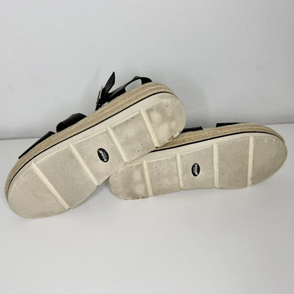 Dr. Scholls Womens Sz 8.5 Once Twice Espadrille Platform Wedge Sandal Black